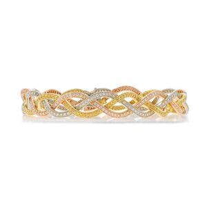 Simon G. Diamond Braid Link Bracelet 7 1/2" Rose Round Brilliant 2.54ctw